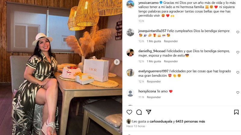 Yessica en pleno agasajo.