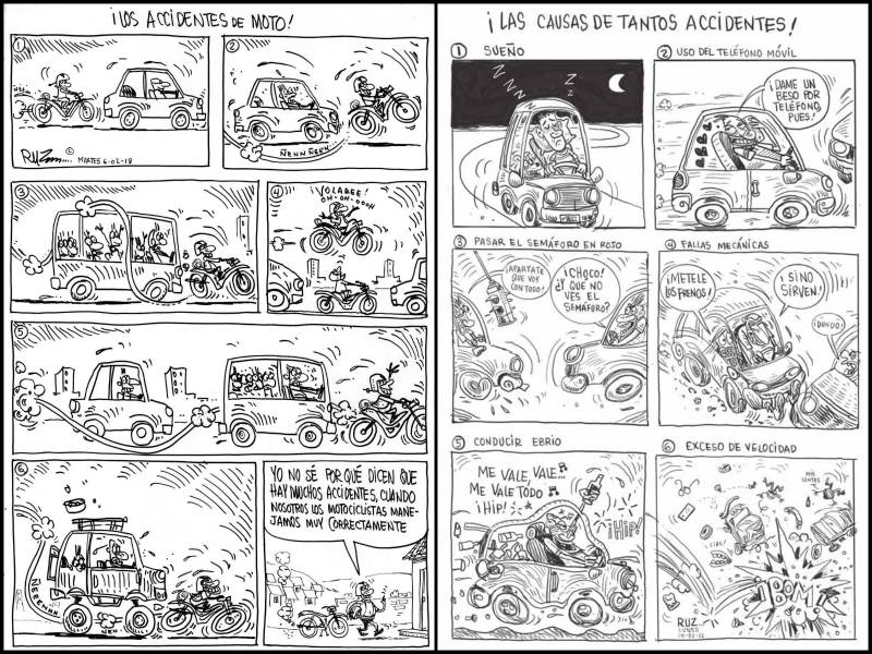 Ruz denunció los problemas del tráfico vehicular en sus caricaturas