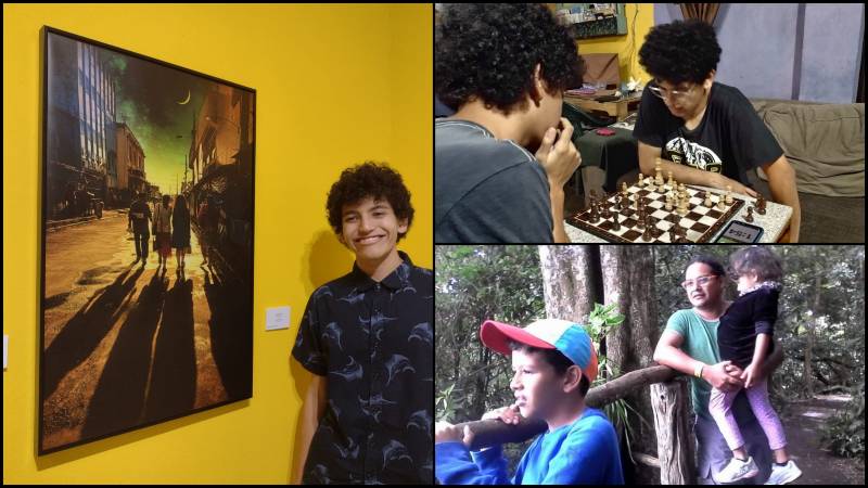 Actor y director Héctor Estrada y sus hijos