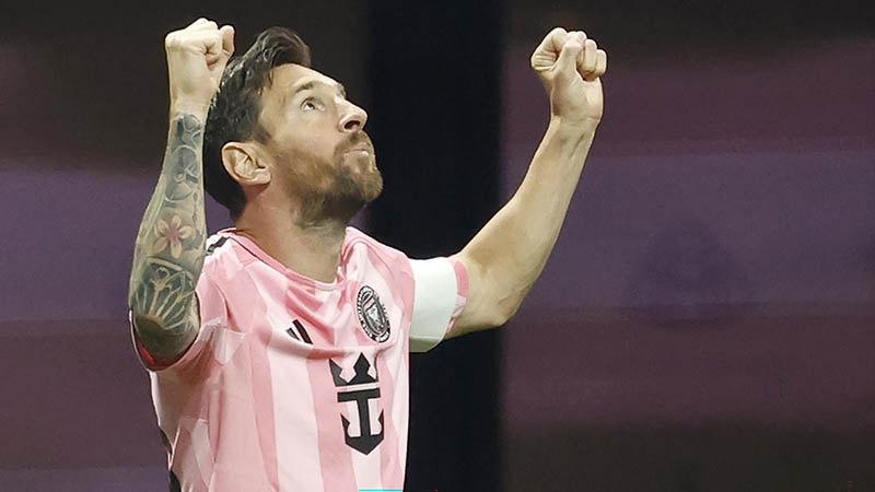 Lionel Messi del Inter de Miami celebra tras anotar durante el partido de la Copa Mundial de Clubes de la FIFA 2025 entre el Inter de Miami y el Porto en Atlanta, Georgia, EE. UU., el 19 de junio de 2025. Foto: EFE