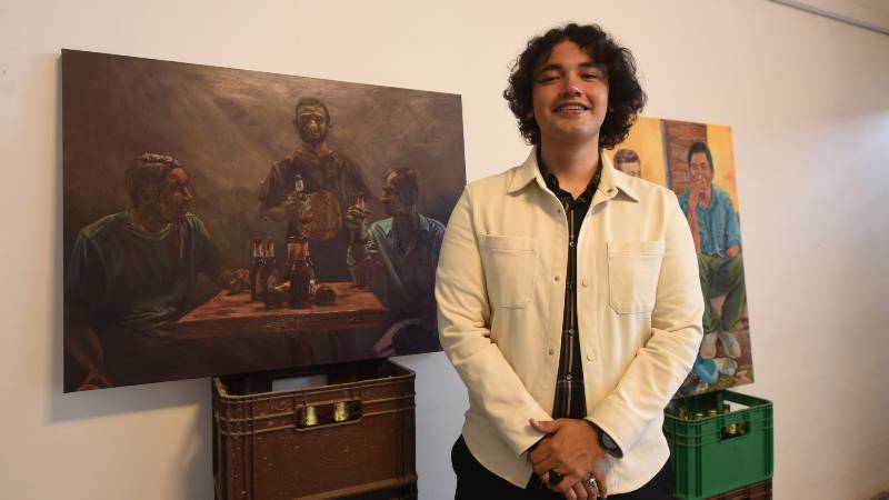 La exposición del joven pintor de San Juan Opico puede admirarse en Espacio 42B de Ciudad Merliot.  / 