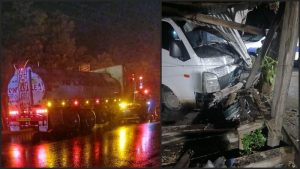 Cruz Verde Majahual atendió a dos personas atropelladas. El motorista del camión también resultó lesionado. Foto: PNC