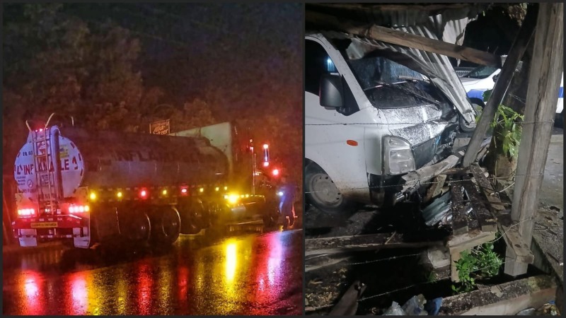 Cruz Verde Majahual atendió a dos personas atropelladas. El motorista del camión también resultó lesionado. Foto: PNC