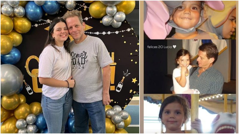 Daniel está encantado de felicitar a su hija Lucía.