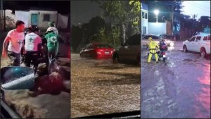 En varias calles, pasajes y avenidas las inundaciones afectaron a conductores. Foto: Cortesía