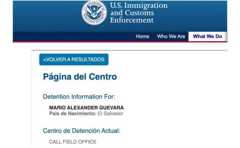 Información de periodista salvadoreño Mario Guevara en el sitio de la ICE. Foto / Cortesía