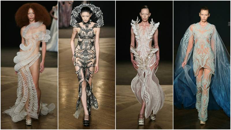 Cuatro de las propuestas de la diseñadora de modas holandesa Iris Van Herpen.  / 