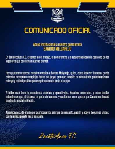 Zacate Sandro Melgarejo apoyo comunicado