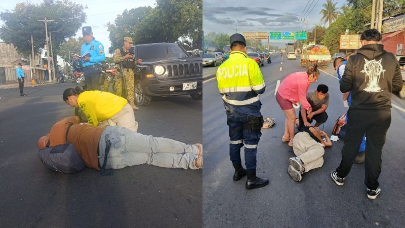 Dos escenas de accidentes de tránsito con dos personas atropelladas. Foto EDH / Cortesía PNC y Comandos de Salvamento.