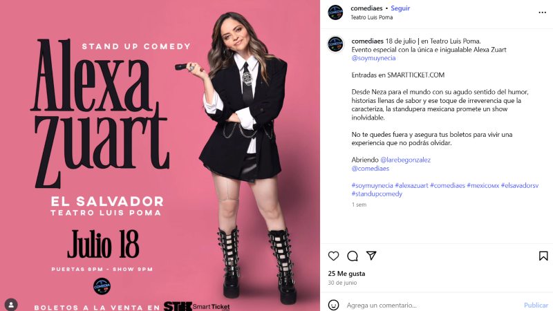 Comedia ES ya confirmó la visita de la comediante.