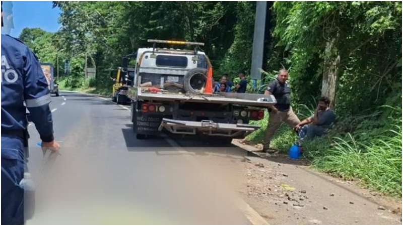 Esta grúa atropelló a un peatón. Foto / Cortesía
