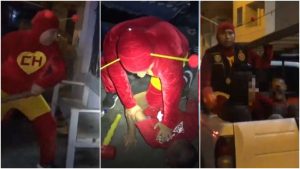 El Grupo Terna suele hacer operativos inspirados en personajes populares, anteriormente lo hizo usando trajes de capibaras y de superhéroes de Marvel. Foto / Captura de video