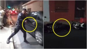 Momento en que un agente intentó abrir la puerta del carro, pero no lo logró. Foto / Captura de video