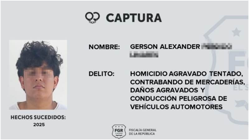 Por cuatro delitos será el sujeto, mencionó la Fiscalía. Foto / FGR