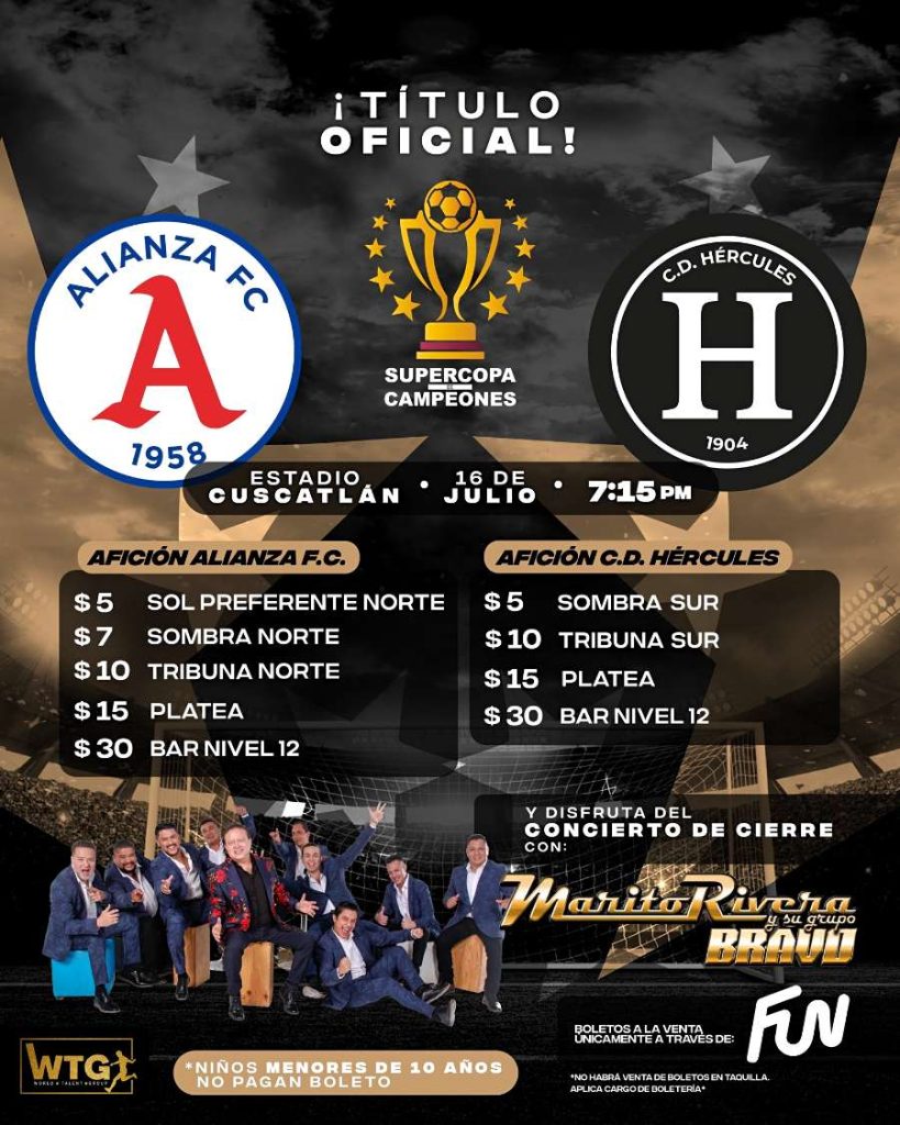 precios hercules alianza supercopa campeones futbol el salvador