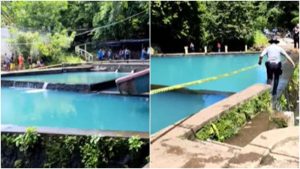 Agentes del CAM colocaron cinta amarilla alrededor de las piscinas. Foto / Cortesía
