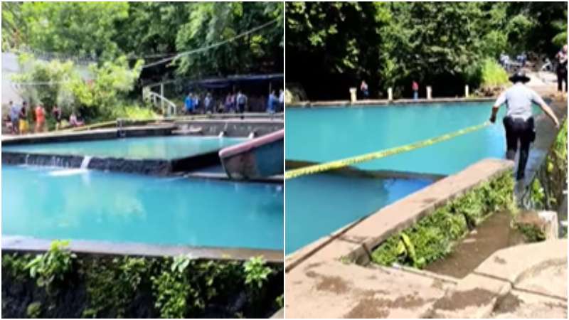 Agentes del CAM colocaron cinta amarilla alrededor de las piscinas. Foto / Cortesía