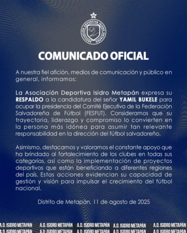 Metapan comunicado apoyo Yamil Bukele Fesfut