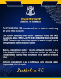 Zacatecoluca comunicado apoyo Yamil Bukele Fesfut
