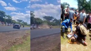 Cuerpos de socorro, auxiliaron al joven quedó con lesiones de gravedad y a otras víctimas con lesiones leves. Foto EDH / Cortesía.