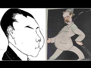 1. Autocaricatura de Víctor B. Recinos. 2. El empresario y teósofo alemán Hugo Rinker Fink