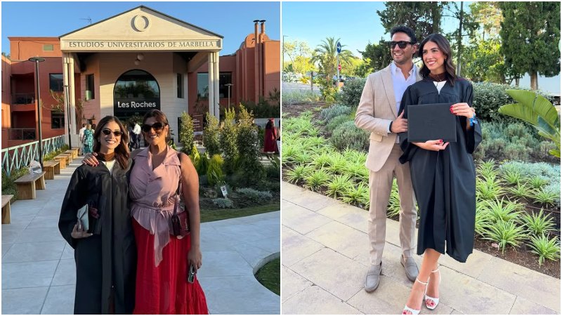 Los padres de Isabella estuvieron presentes en la ceremonia de graduación, que culminó con una cena con sus allegados.