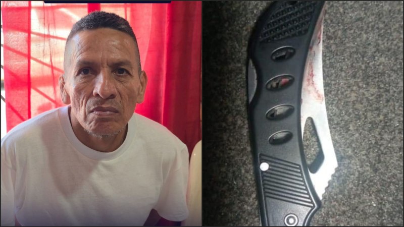 Luis Díaz Córdova fue capturado minutos después del ataque, agentes de la PNC le decomisaron una navaja. Foto: Centros Judiciales El Salvador/PNC