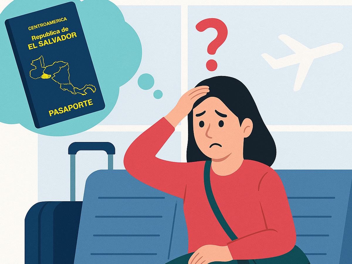 ilustración de una persona preocupada por la perdida de su pasaporte salvadoreño