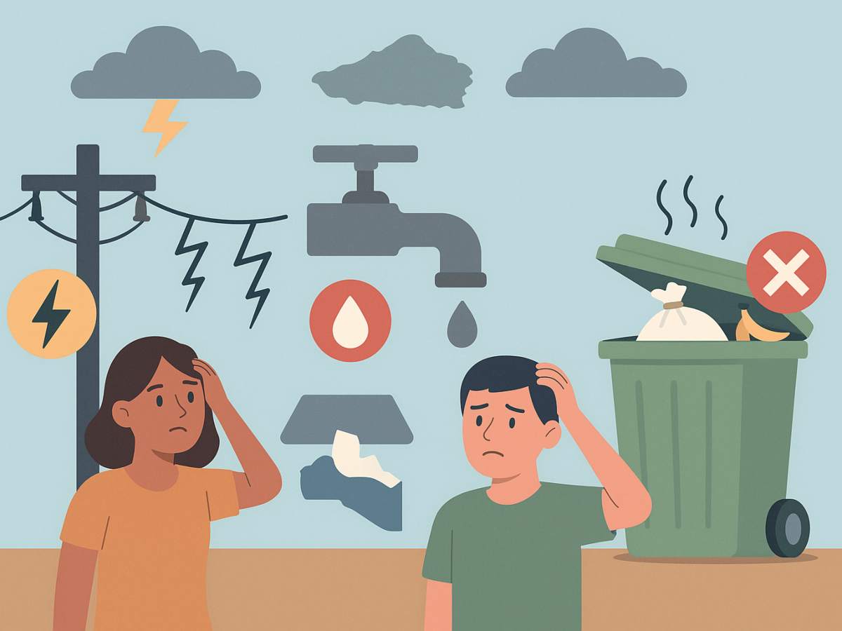 imagen ilustrativas sobre fallas en los servicios de agua, energía y desechos