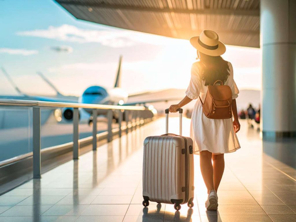 Maleta de mano de turisto internacional