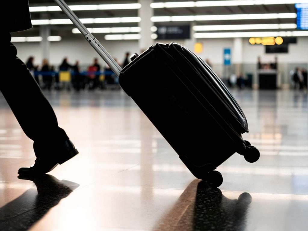 Maleta de mano de turisto internacional