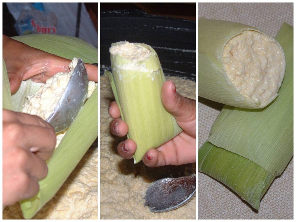 Así se envuelven los tamales de elote