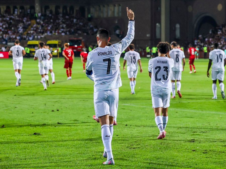 Cristiano Ronaldo de Portugal celebra el gol del 0-2 durante el partido de clasificación del Grupo F de la Copa Mundial de la FIFA 2026 entre Armenia y Portugal, en Ereván, Armenia, el 6 de septiembre de 2025. Foto / EFE