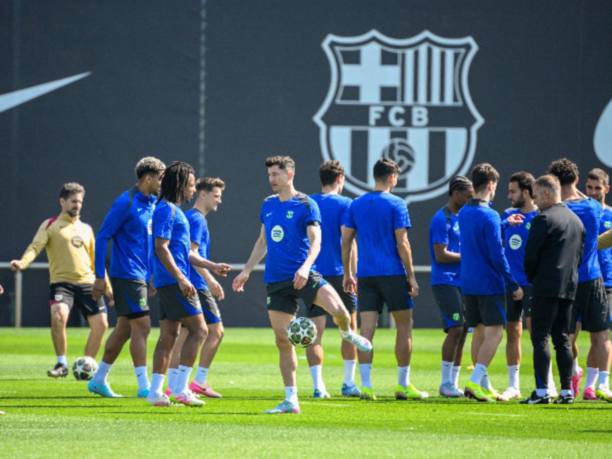 Jugadores del Barcelona, en una práctica. Foto: EDH AFP