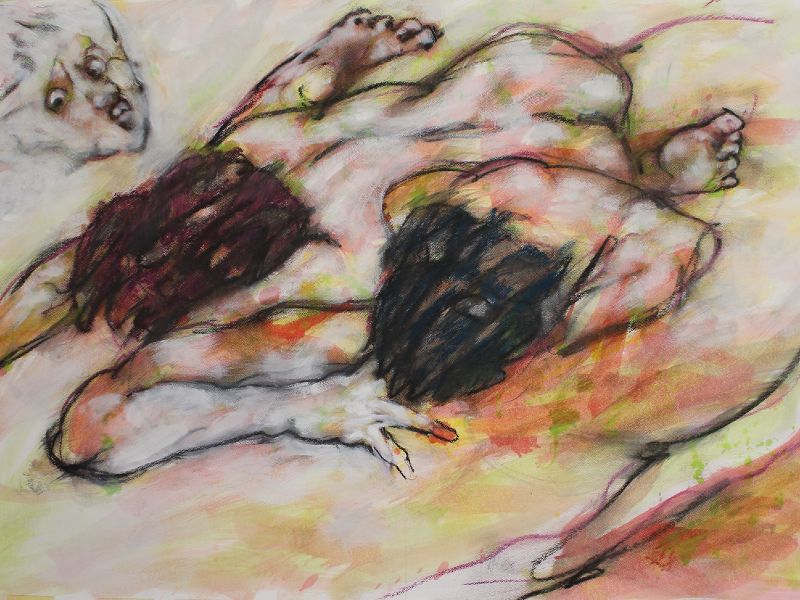 "Vencidos", óleo sobre papel (2022). / Foto cortesía del artista