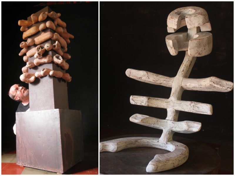 Esculturas del maestro Martino que se pueden apreciar en Suchitoto desde el 6 de septiembre.