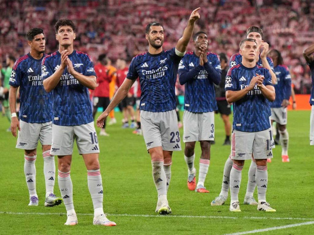 Arsenal celebra gane en la champions 16 de septiembre de 2025