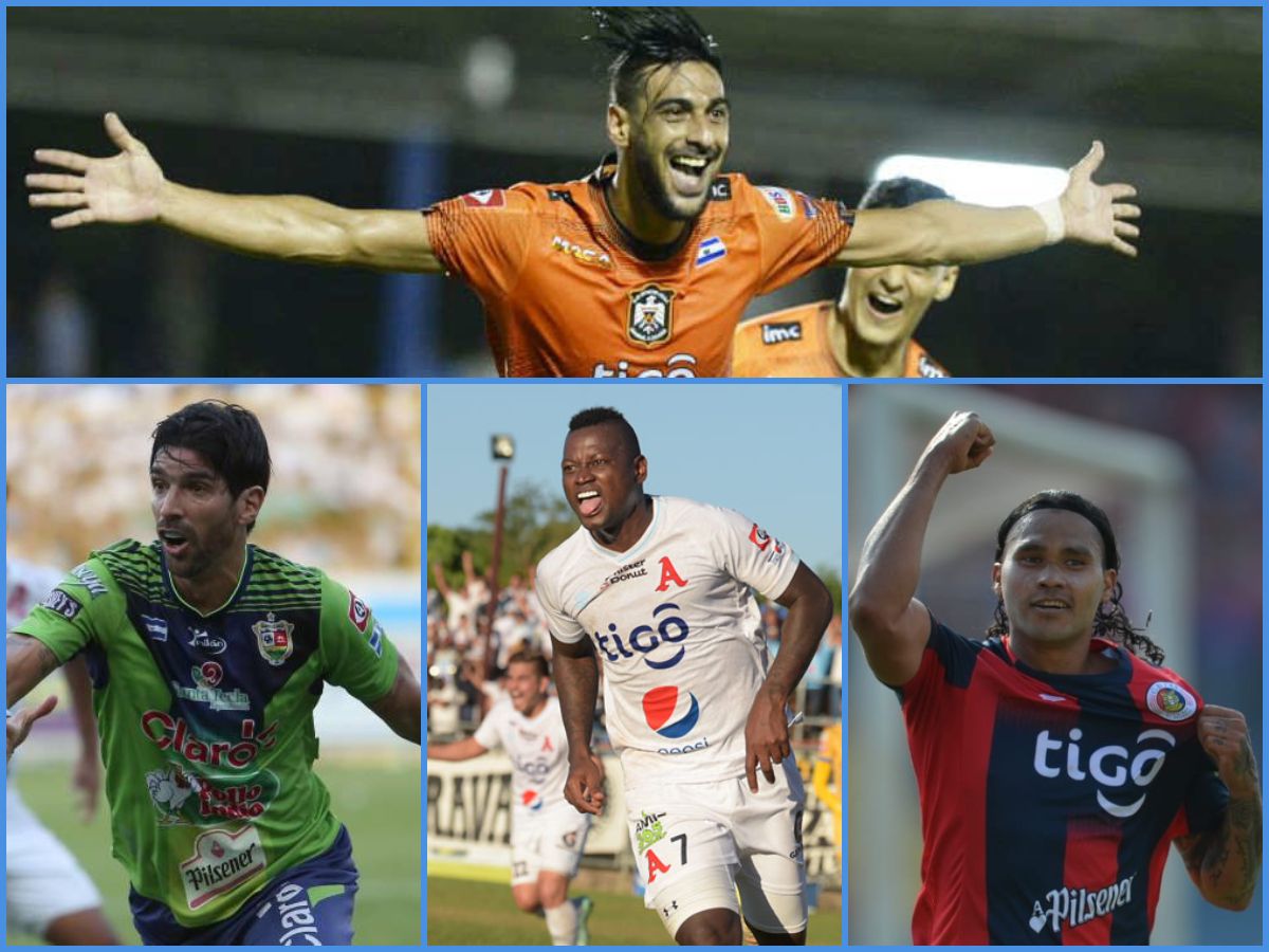 Waldemar Acosta (arriba), Sebastián Abreu (izq.), Duvier Riascos (centro) y Waldemar Acosta. Foto elsalvador.com