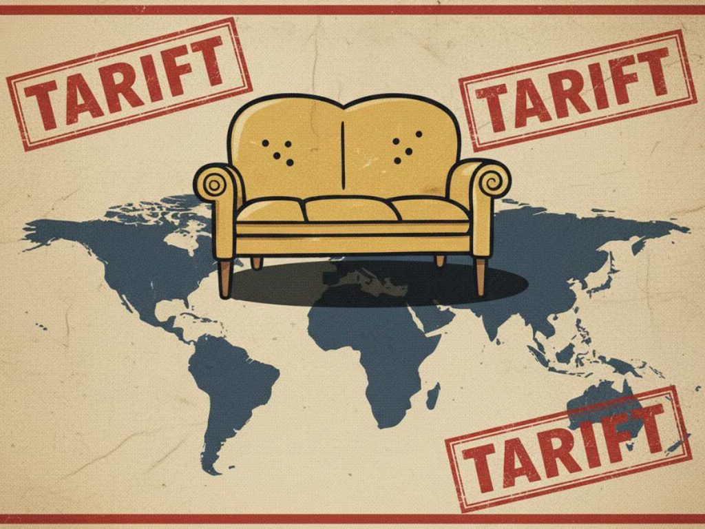 Muebles en exhibición en una tienda, entre los productos alcanzados por las tarifas.