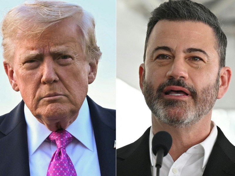 El presidente de EE. UU., Donald Trump (Izq.) y el actor y comediante Jimmy Kimmel. / AFP