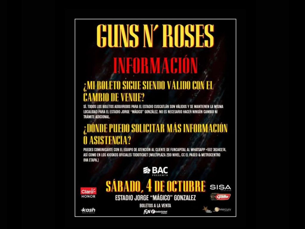 Las entradas ya adquiridas siguen siendo válidas; la reubicación se notificará por correo electrónico.