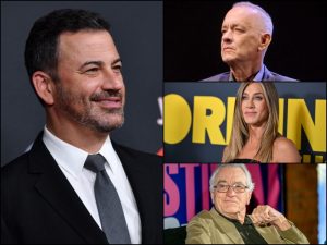 Pesos pesados del mundo de Hollywood, como Tom Hanks, Jennifer Aniston y Robert De Niro (derecha), han salido en defensa del actor Jimmy Kimmel. / AFP