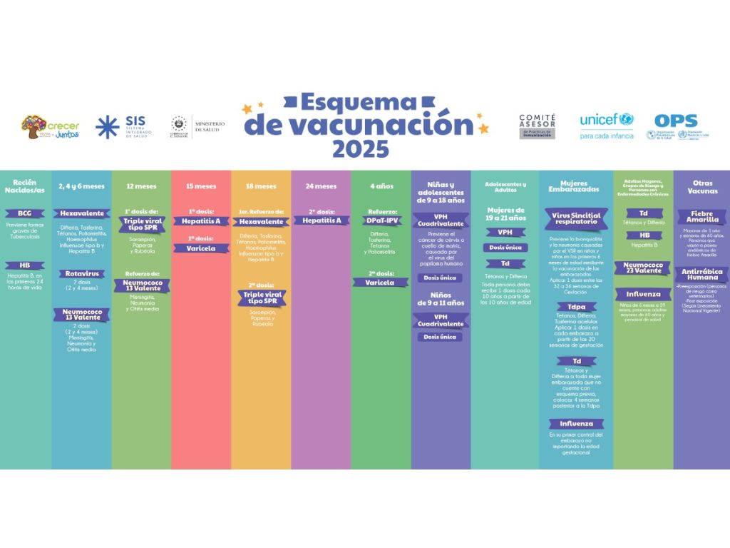 El esquema de vacunación actualizado en julio de 2025 indica que tres segmentos de la población deben recibir la vacuna preventiva del VPH. Imagen/ Ministerio de Salud