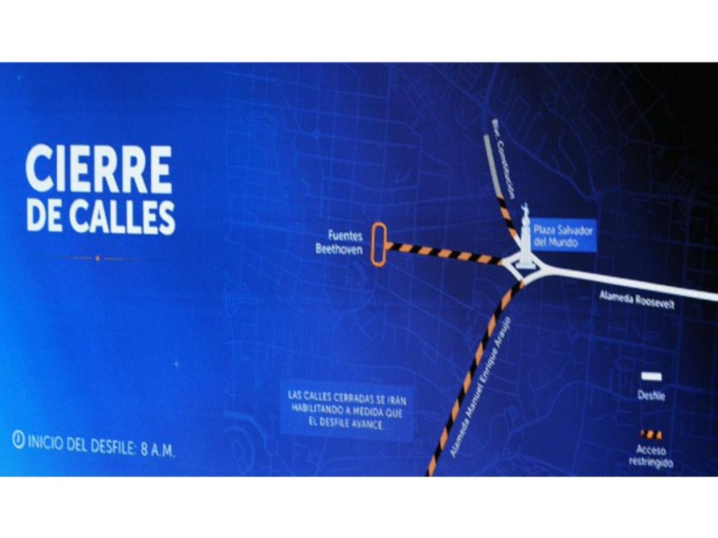Cierres de calles y operativo de seguridad se implementarán en San Salvador durante el desfile del 15 de septiembre.