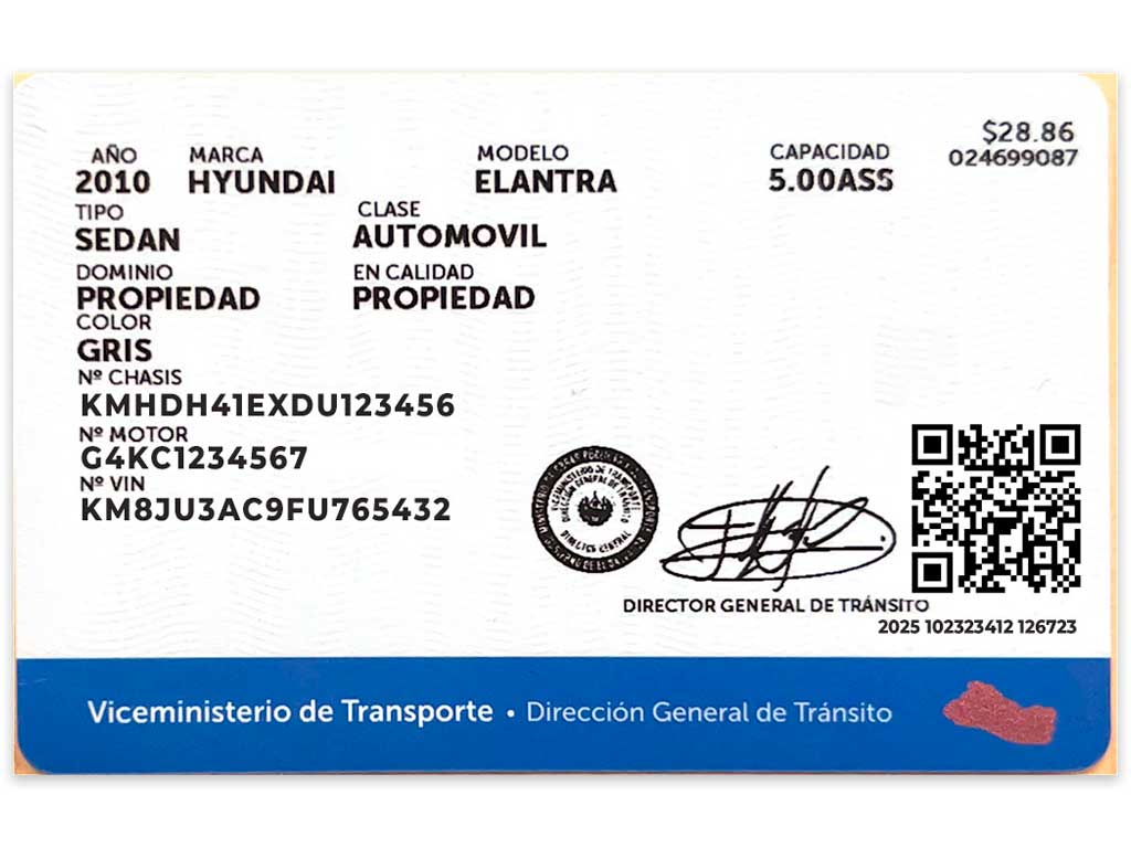 Tarjeta de circulación al revés