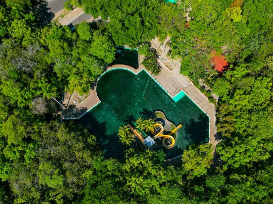 Vista aerea de las piscinas de Ichánmich