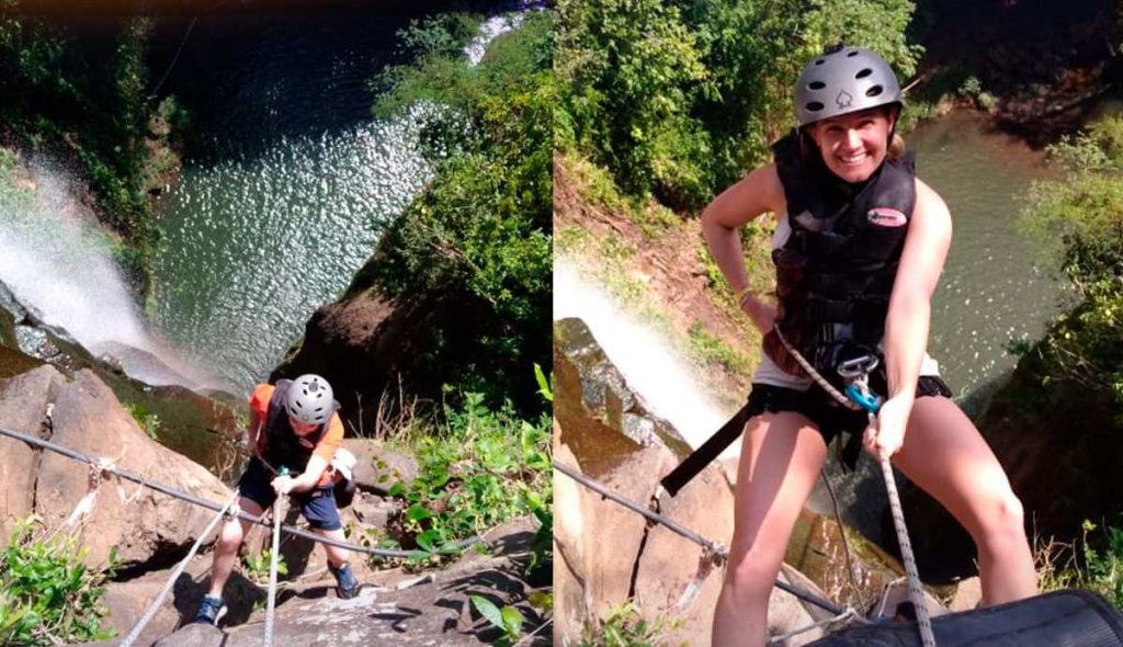 Rapel en cascadas y montañas.