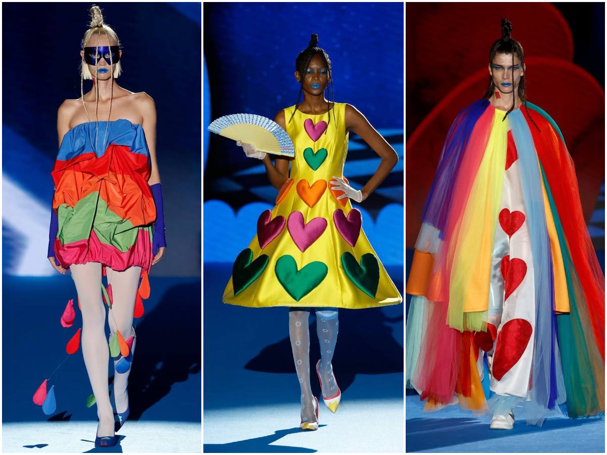 Entre corazones, nubes y texturas rígidas, Agatha Ruiz de la Prada presentó su propuesta más experimental, donde la IA se convierte en aliada de la creatividad sobre la pasarela.
