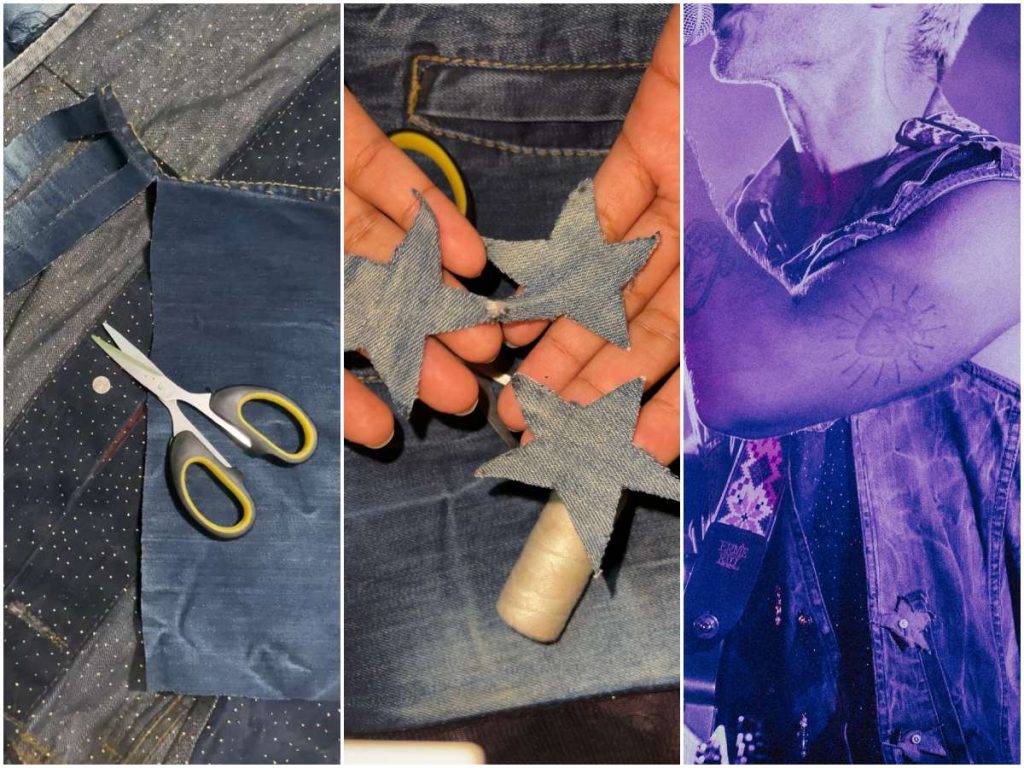 Cada detalle de la chaqueta fue hecho a mano por Letty Marroquín, desde el corte de telas reutilizadas hasta las aplicaciones que dieron vida a un diseño único con identidad propia.