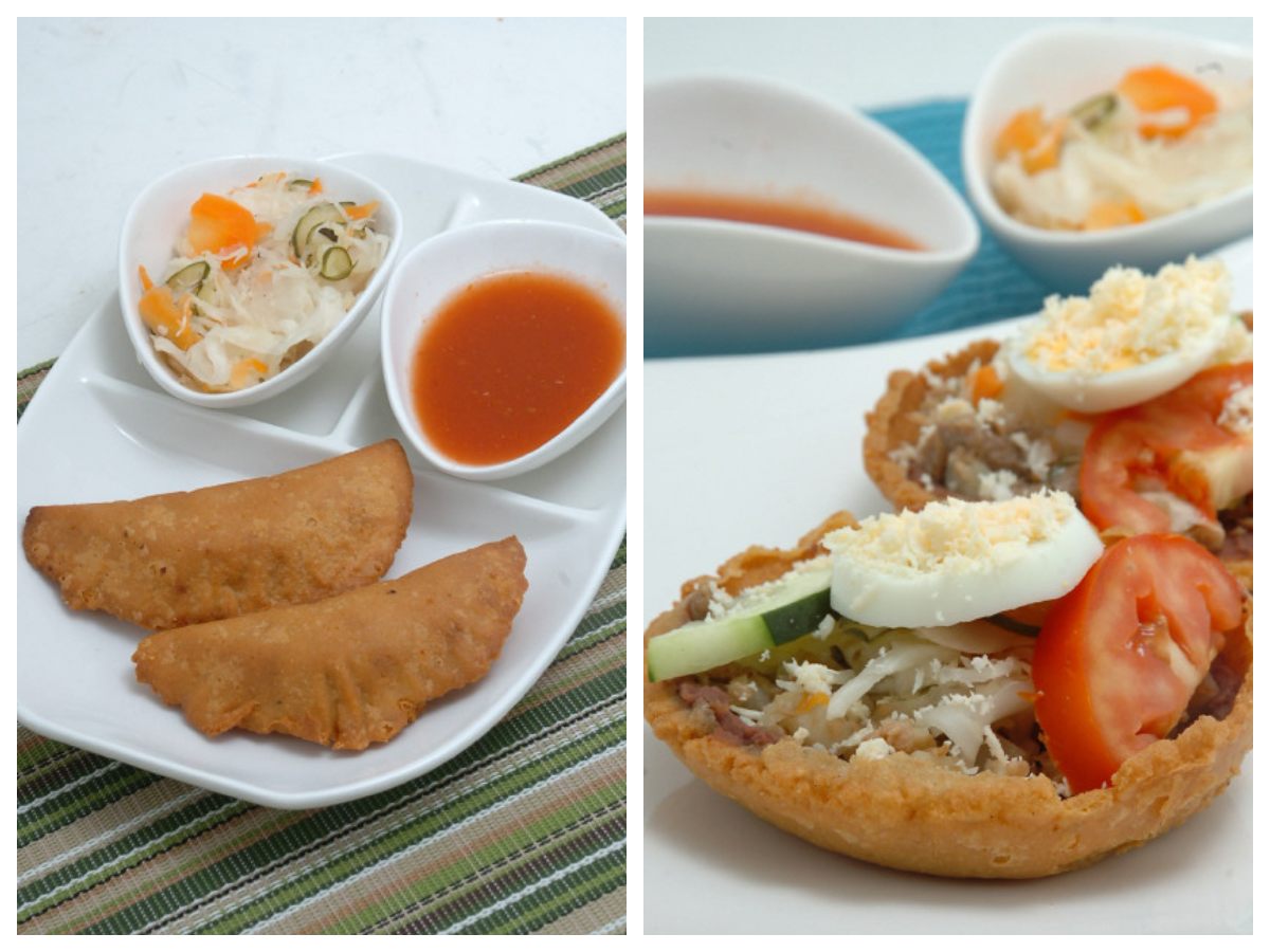 Pastelitos y enchiladas salvadoreñas: dos antojitos crujientes y llenos de sabor que acompañan la merienda con el toque casero y tradicional.